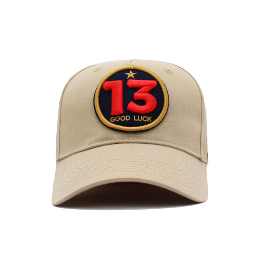 Beige JOYLIFE GOOD LUCK unisex cap with curved visor