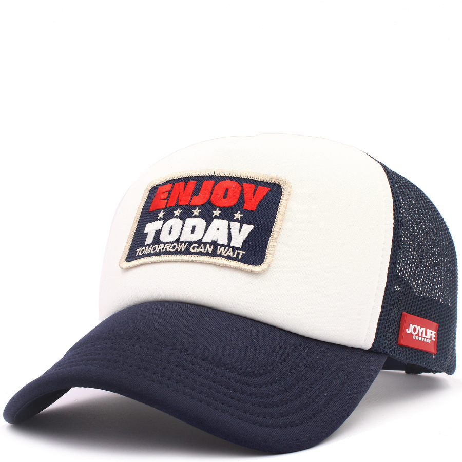 JOYLIFE ENJOY TODAY White Navy Cap with front embroidery