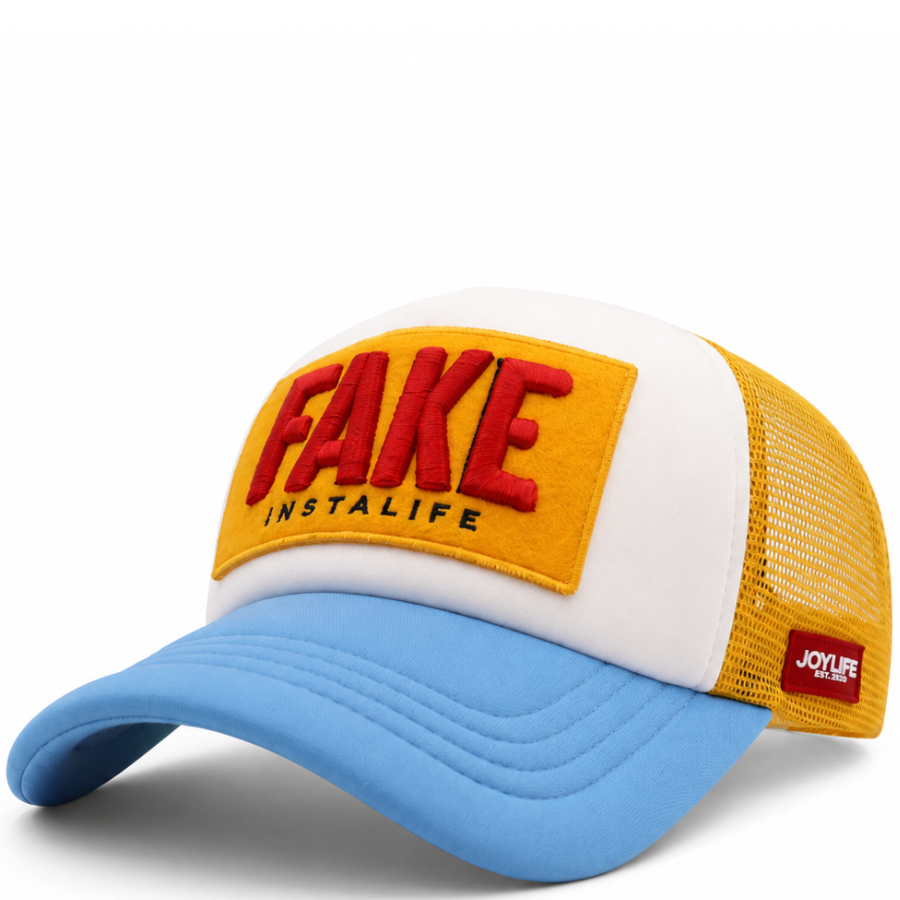 Fake Instalife White Yellow Sky Blue Cap