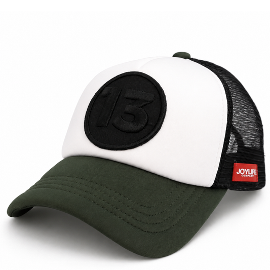 13 Black Green Cap