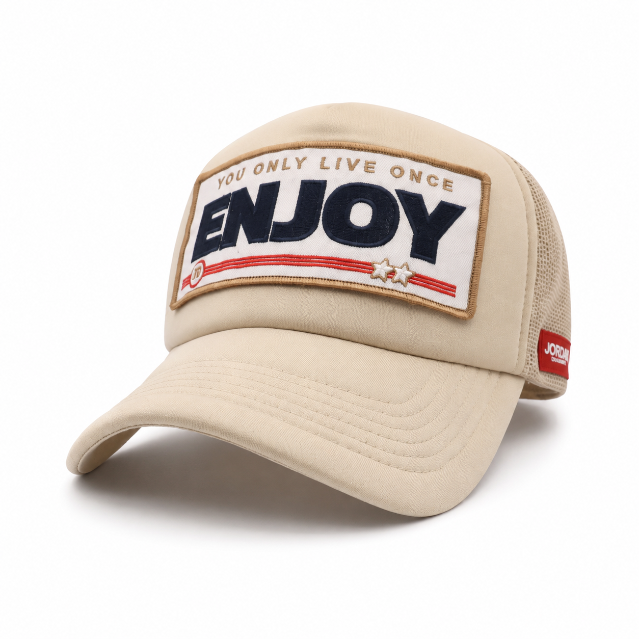ENJOY Cream Navy cap back view with adjustable strap