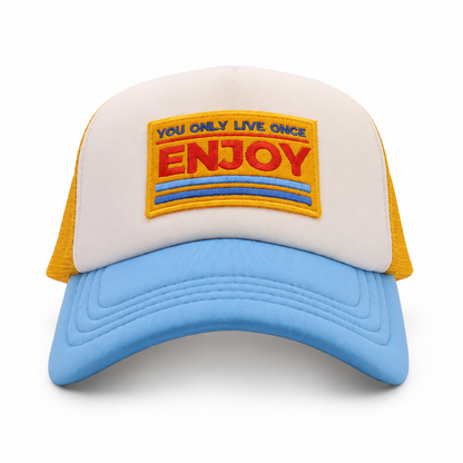 JOYLIFE ENJOY Sky Yellow cap angled view with curved visor
