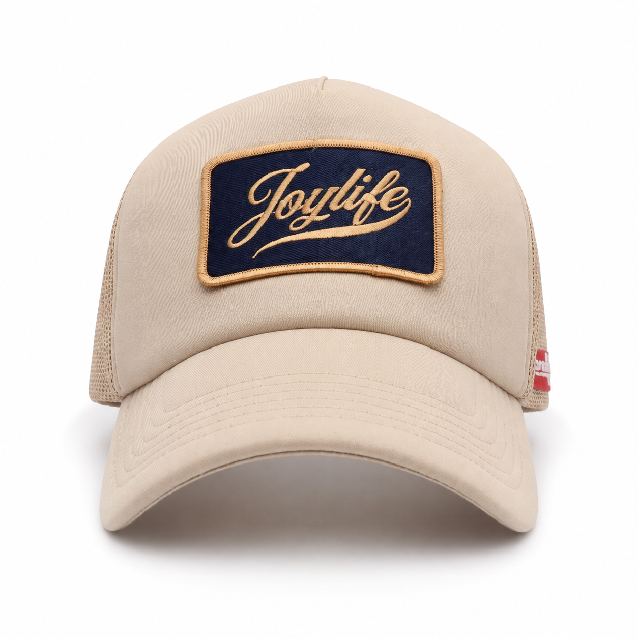 Cream Navy cap angled view with curved visor