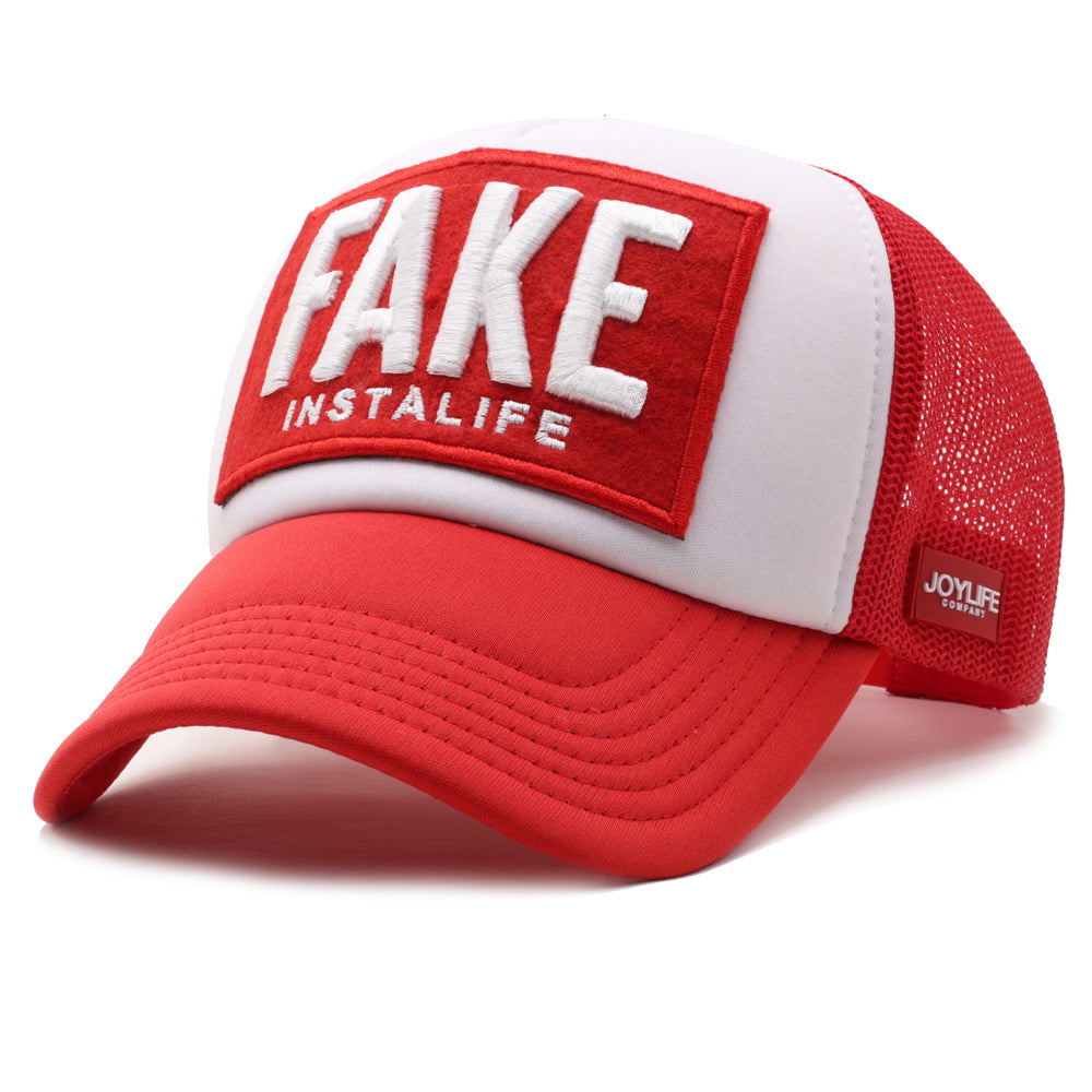 White and Red JOYLIFE unisex cap with curved visor