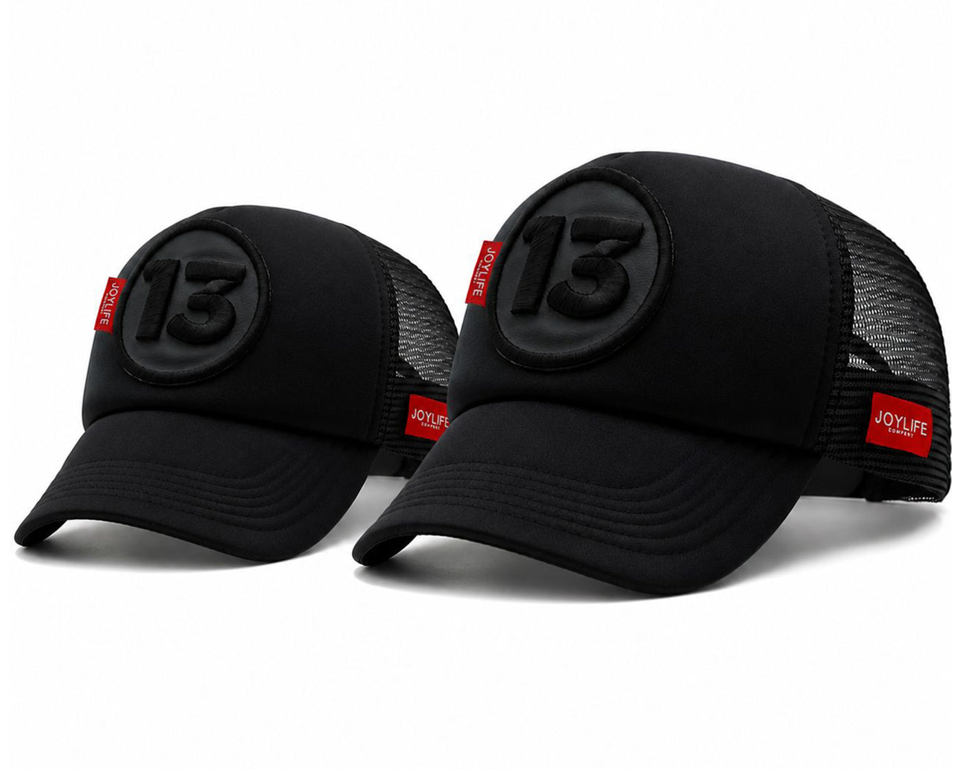 JOYLIFE 13 TRECE Black Adult and Kids matching caps with tonal front patches